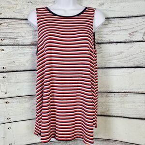 Old Navy Luxe Red White Blue Stripe Sleeveless Tank Top Women’s Medium